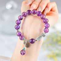 Vòng tay nhãn hiệu Hoa Sen thạch anh tím tự nhiên S925 bạc nguyên chất bạc Sterling mới phong cách Trung Quốc cổ trang sức vòng tay thời trang