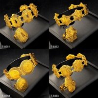 Vòng Tay + Nhẫn Mạ Vàng 24k Phong Cách Dân Tộc Âu Mỹ Cho Nữ