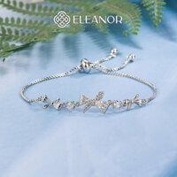Vòng tay nữ bạc 925 dây rút Eleanor Accessories mặt hình nơ lắc tay đính đá phụ kiện trang sức 5772