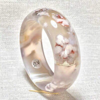 Vòng tay nữ bằng đá quý tự nhiên, bột hoa anh đào trong suốt, đá agate, phong cách đơn giản và khí chất