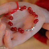 Vòng tay nữ đá đỏ mix hạt bạc 925 cao cấp, vòng tay bạc nữ, vòng tay đỏ sang trọng, thời trang.