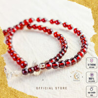Vòng tay nữ đá Garnet kết hợp charm bạc 925 Tiệm đá ánh trăng Phong thuỷ Tự nhiên Handmade mini size nhỏ tinh tế