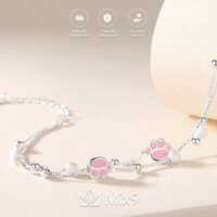 Vòng tay nữ Mix9 vòng tay chân mèo cute bạc S990