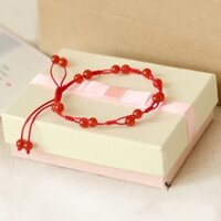 Vòng tay Nữ phong thủy gắn hạt đá thạch anh đỏ kết dây thủ công - Mẫu 01