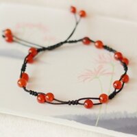 Vòng tay Nữ phong thủy gắn hạt đá thạch anh đỏ kết dây thủ công - Mẫu 02