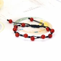 Vòng tay Nữ phong thủy gắn hạt đá thạch anh đỏ kết dây thủ công - Mẫu 03