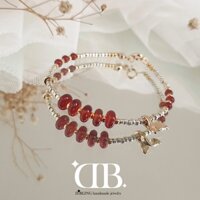 Vòng tay nữ, vòng tay hạt đá đỏ, Charm đuôi cá voi cầu tài lộc may mắn [D.BLING]