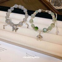 Vòng tay pha lê hạt thủy tinh bướm phong cách Trung Quốc mới, thời trang niche, vòng tay đơn giản đa năng, trang sức tay