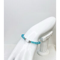 Vòng tay pha lê mặt lu thống đá mắt mèo xanh