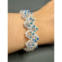 Vòng Tay Pha Lê Swarovski Handmade (Nón 4mm Trắng AB & ống Miyuki)