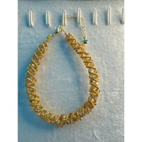 Vòng tay pha lê Swarovski Handmade (Nón màu vàng Metallic Sunshine 3mm + Miyuki)