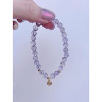 Vòng tay pha lê tự nhiên nguyên chất thạch anh tím Đồng xu nữ Vòng tay đính cườm INS Bán chạy