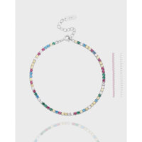 Vòng tay phối đá ngũ sắc/đá trắng s925 Sparklevn