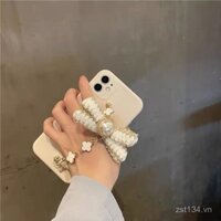 Vòng tay phong cách Chanel tương thích với 16 ốp điện thoại iPhone 14 Pro 12/13 Pro Max, dây đeo cổ tay XS nơ