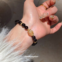 Vòng tay phong cách Trung Quốc mới, đá zircon, đá Garnet, vàng Rutile, sang trọng nhẹ nhàng, vòng tay pha lê cao cấp, trang sức tay đa năng thanh lịch