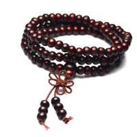 Vòng Tay Phong Thủy Chuỗi 108 hạt gỗ trắc đỏ đen tự nhiên gỗ cao cấp - Tặng hộp gấm