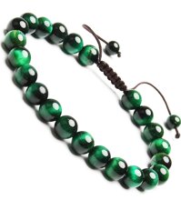 Vòng tay phong thủy đá mắt hổ xanh lục thiên nhiên - 14mm