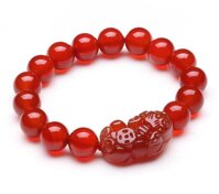 Vòng tay phong thủy đá thạch anh đỏ tỳ hưu thiên nhiên cho Nam Nữ làm trang sức chiêu Tài hút Lộc - 12mm