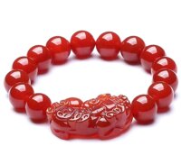Vòng tay phong thủy đá thạch anh đỏ tỳ hưu thiên nhiên cho Nam Nữ làm trang sức chiêu Tài hút Lộc - 14mm