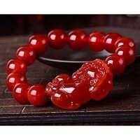Vòng tay phong thủy đá thạch anh đỏ tỳ hưu thiên nhiên cho Nam Nữ làm trang sức chiêu Tài hút Lộc - 8mm