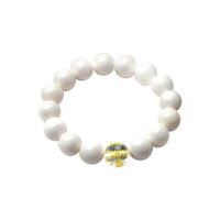 Vòng tay phong thuỷ đá trắng tinh khiết đính đá khắc kinh phật thần chú chữ phạn trắng 12 li