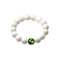 Vòng tay phong thuỷ đá trắng tinh khiết đính đá khắc kinh phật thần chú chữ phạn xanh ngọc 12 li