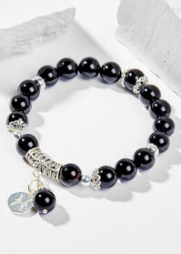 Vòng Tay Phong Thủy Đá Obsidian Phối Charm Cung Hoàng Đạo Song Ngư 8mm Mệnh Thủy, Mộc Ngọc Quý Gemstones