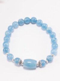 Vòng tay phong thủy đá Aquamarine  phối lu thống 8mm mệnh Thủy, Mộc - Ngọc Quý Gemstones