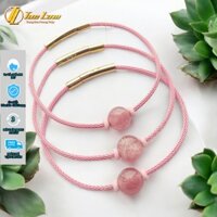 Vòng tay phong thủy hạt TA dâu tây hồng size 10 li hợp mệnh hỏa thổ may mắn xỏ cáp - DIY TUỆ LÂM
