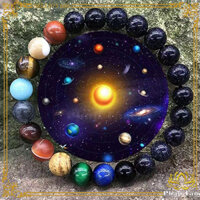 Vòng Tay Phong Thủy Hệ Mặt Trời Đá Kim Sa Đen Ánh Kim - Tâm Phong Thủy