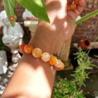Vòng tay phong thủy mã não vảy rồng màu cam - 10ly