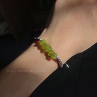 Vòng tay phong thuỷ macrame 5 viên đá Peridot màu xanh [ Peri ]