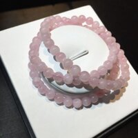 Vòng tay Phong Thủy màu Hồng thiên nhiên 6 ly quấn 3 vòng tay VT085 - Hợp mệnh Hỏa, Thổ