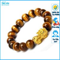 Vòng tay phong thủy nam nữ - Vòng đá mắt hổ vàng nâu tỳ hưu vàng - Vòng phong thủy cho người mệnh thổ kim - 10ly nữ