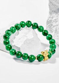 Vòng Tay Phong Thủy Nữ Đá Cẩm Thạch Sơn Thủy Phối Charm Tuổi Dần Bạc Mạ Vàng 24K 8mm Mệnh Mộc, Hỏa Ngọc Quý Gemstones