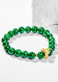 Vòng Tay Phong Thủy Nữ Đá Cẩm Thạch Sơn Thủy Phối Charm Tuổi Hợi Bạc Mạ Vàng 24K 8mm Mệnh Mộc, Hỏa Ngọc Quý Gemstones