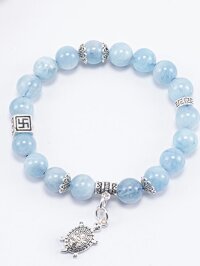 Vòng Tay Phong Thủy Nữ Đá Aquamarine Phối Charm Rùa Bạc 952 8mm Mệnh Thủy, Mộc - Ngọc Quý Gemstones