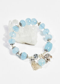 Vòng tay phong thủy nữ đá aquamarine charm voi 8mm mệnh thủy , mộc - Ngọc Quý Gemstones