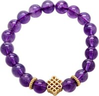 Vòng Tay Phong Thủy Nữ Đá Thạch Anh Tím Phối Charm Si 8mm Mệnh Hỏa, Thổ Ngọc Quý Gemstones