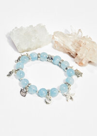 Vòng tay phong thủy nữ đá aquamarine charm đại dương 8mm mệnh thủy , mộc - Ngọc Quý Gemstones