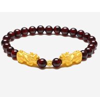 Vòng tay phong thủy, vòng tay nữ may mắn đá thạch anh đỏ ruby gắn tỳ hưu hút Lộc Tài Duyên TARUBY04 - 8mm