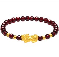 Vòng tay phong thủy, vòng tay nữ may mắn đá thạch anh đỏ ruby gắn tỳ hưu hút Lộc Tài Duyên TARUBY03 - 8mm