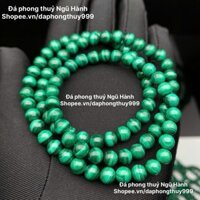 Vòng tay quấn 3 đá lông công malachite 6mm+ svip 5A