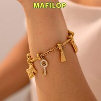 Vòng Tay Quyến Rũ MAFILOP, Quà Tặng Nhiều Mặt Dây Chuyền Vòng Tay, Vintage 316L Thép Không Gỉ 18K Mạ Vàng Quyến Rũ Trang Sức Nữ