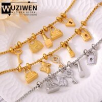 Vòng tay quyến rũ WUZIWEN, Vòng tay mặt dây chuyền nhiều mặt dây chuyền mạ vàng 18K, Vintage 316L Quà tặng bằng thép không gỉ Trang sức quyến rũ dành cho nữ