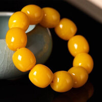 Vòng Tay Sáp Ong Dầu Gà Vàng Mật Ong Cũ Hổ Phách Nam Nữ Phong Cách Phật Hạt Thùng Hạt Tròn Vòng Tay Vòng Tay Nam 7.8