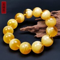 Vòng tay sáp ong Nam Hổ phách tự nhiên Vòng tay nam Vàng xoắn hoa trắng Vòng tay sáp ong