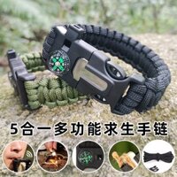 Vòng tay sinh tồn câu cá đi bộ ngoài trời, la bàn ngoài trời, còi đá lửa, dụng cụ sinh tồn, vòng tay paracord [djy]