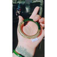 vòng tay sơn thủy thiên nhiên bản đũa bọc trạm rồng bạc ta xi vàng - GIANG THỤC CHÂU