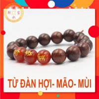 Vòng tay tam hợp gỗ tử đàn Hợi- mão- Mùi